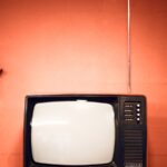 Vintage television set with a blank screen