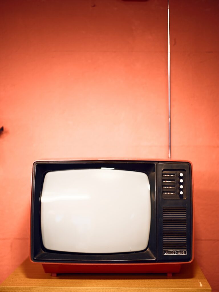 Vintage television set with a blank screen